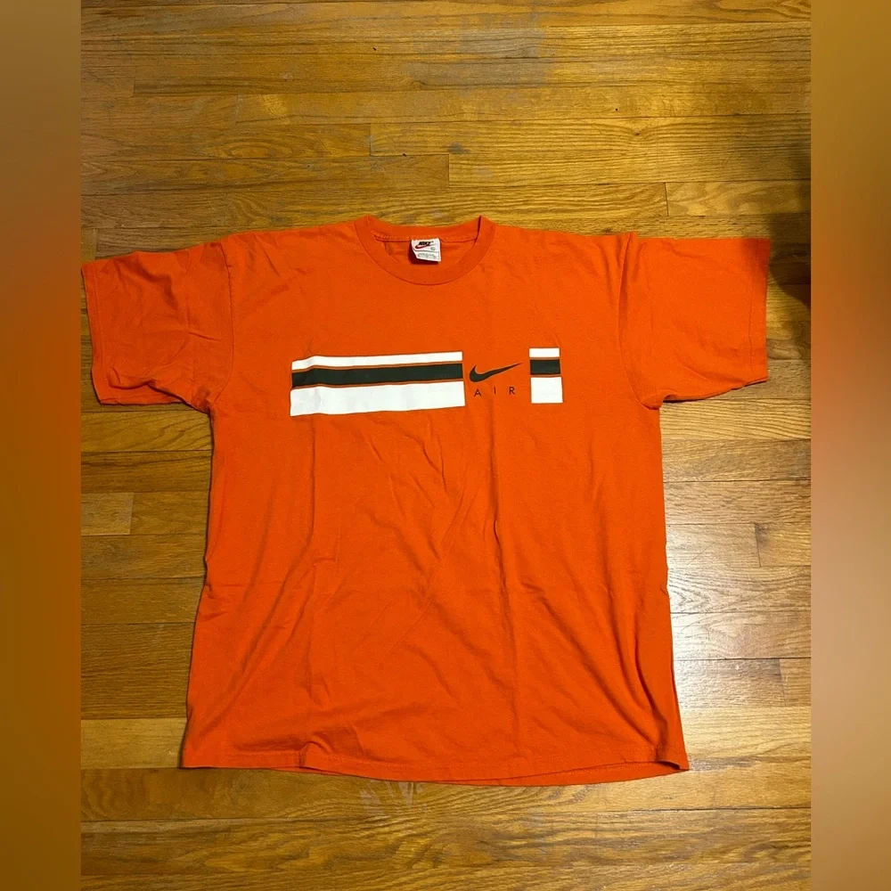 Vintage Nike Air T Shirt XL Orange Made in USA 90s Y2K Swoosh‎ Graphic Tee